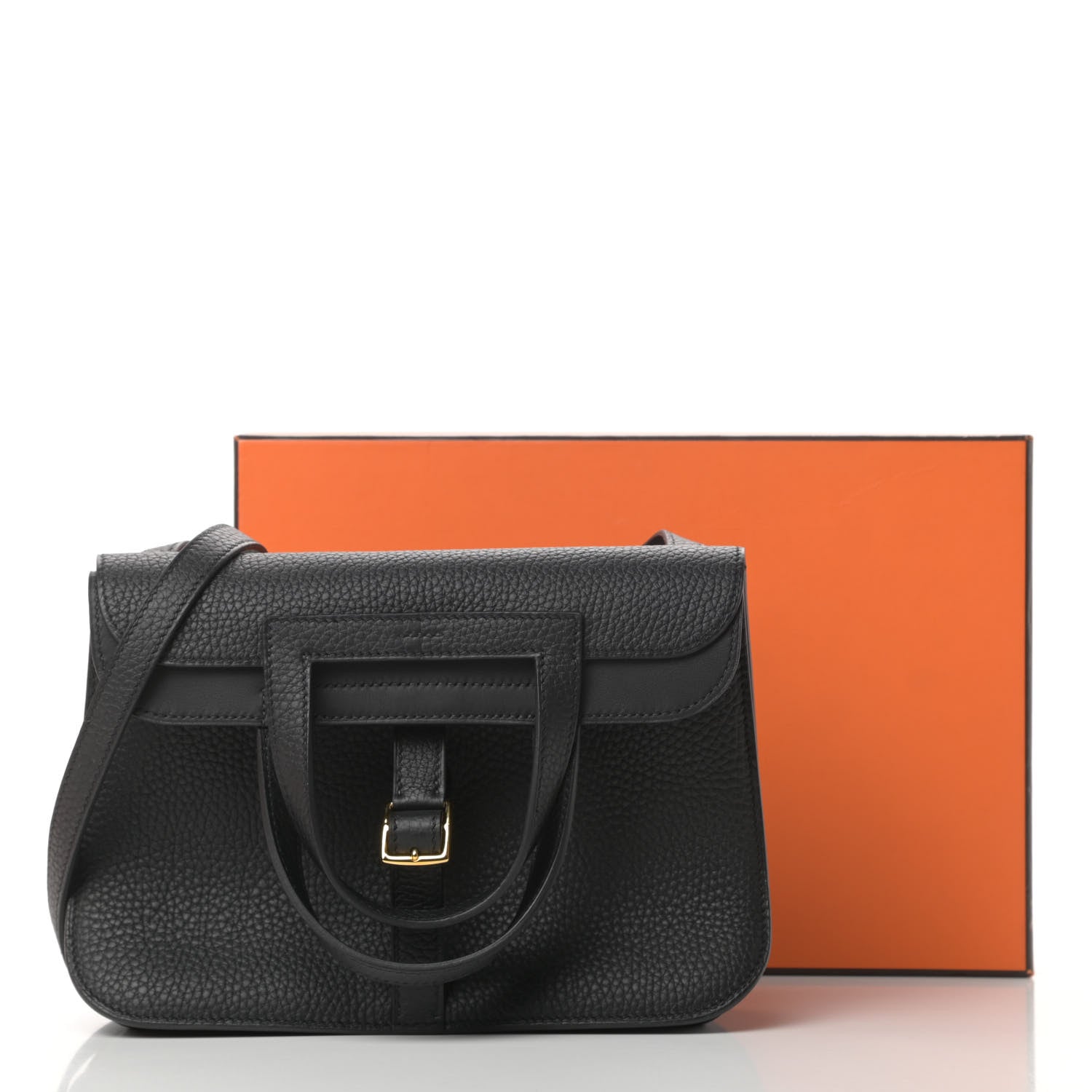 Hermes Taurillon Clemence Halzan 25 Black 13 of 13