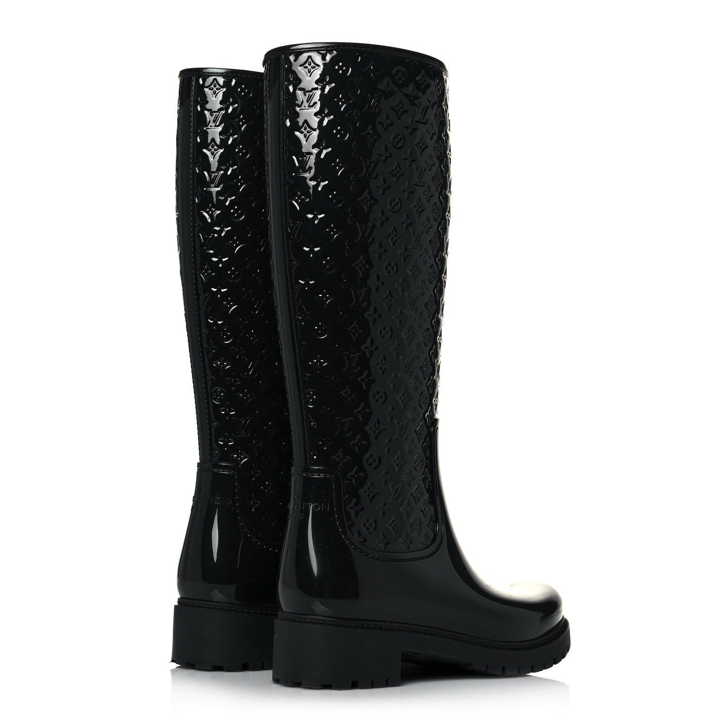 Louis Vuitton Rubber Embossed Monogram Splash Rain Boots 37 Black 4 of 9
