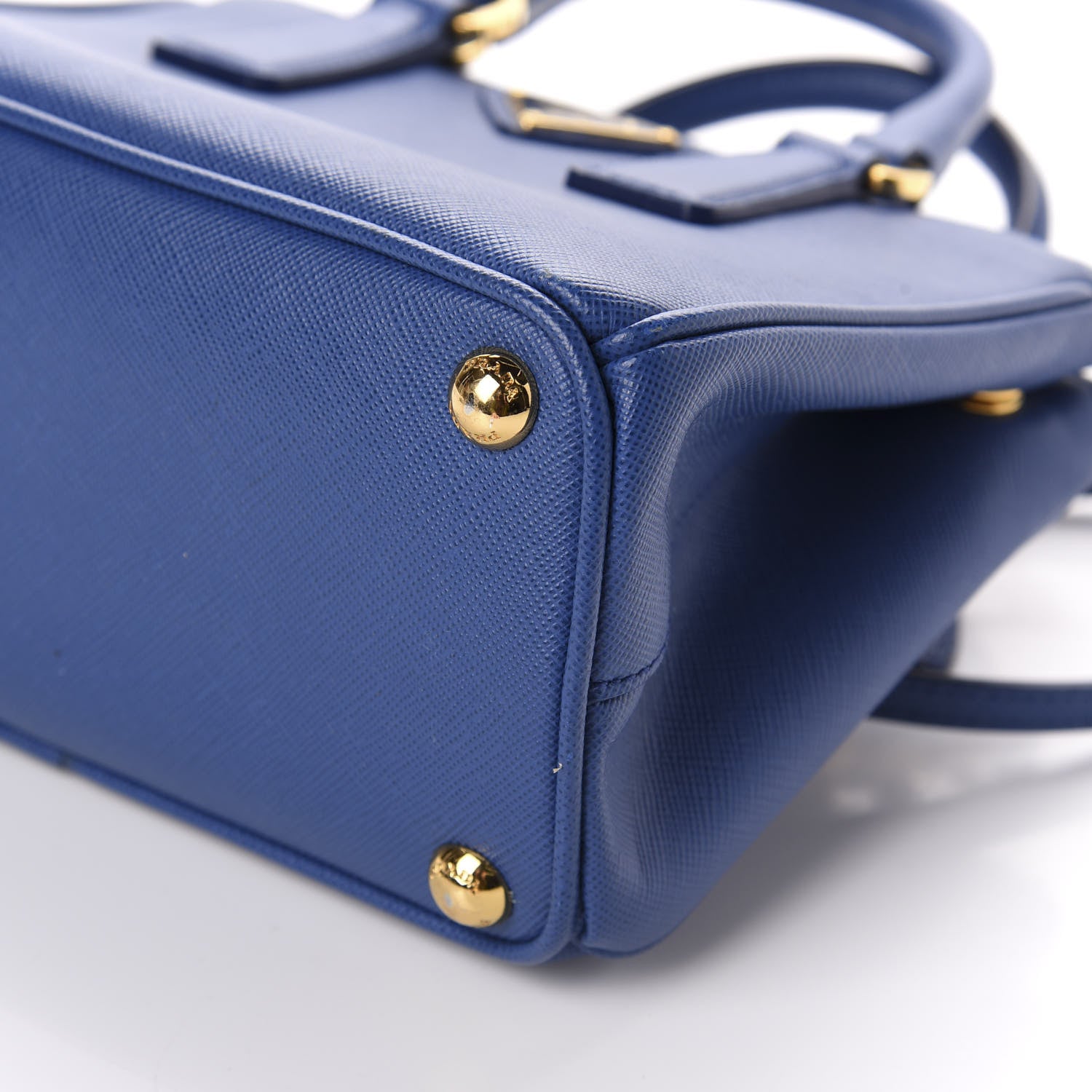 Prada Saffiano Micro Galleria Double Zip Tote Azzurro 7 of 9
