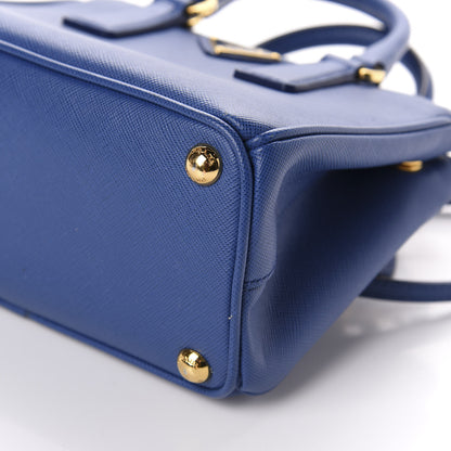 Prada Saffiano Micro Galleria Double Zip Tote Azzurro 7 of 9