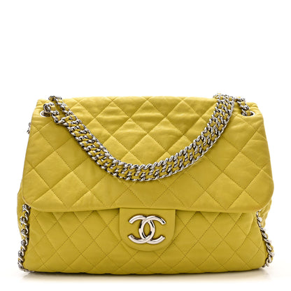 Chanel Washed Lambskin Quilted Maxi Chain Around Flap Yellow 1 of 11