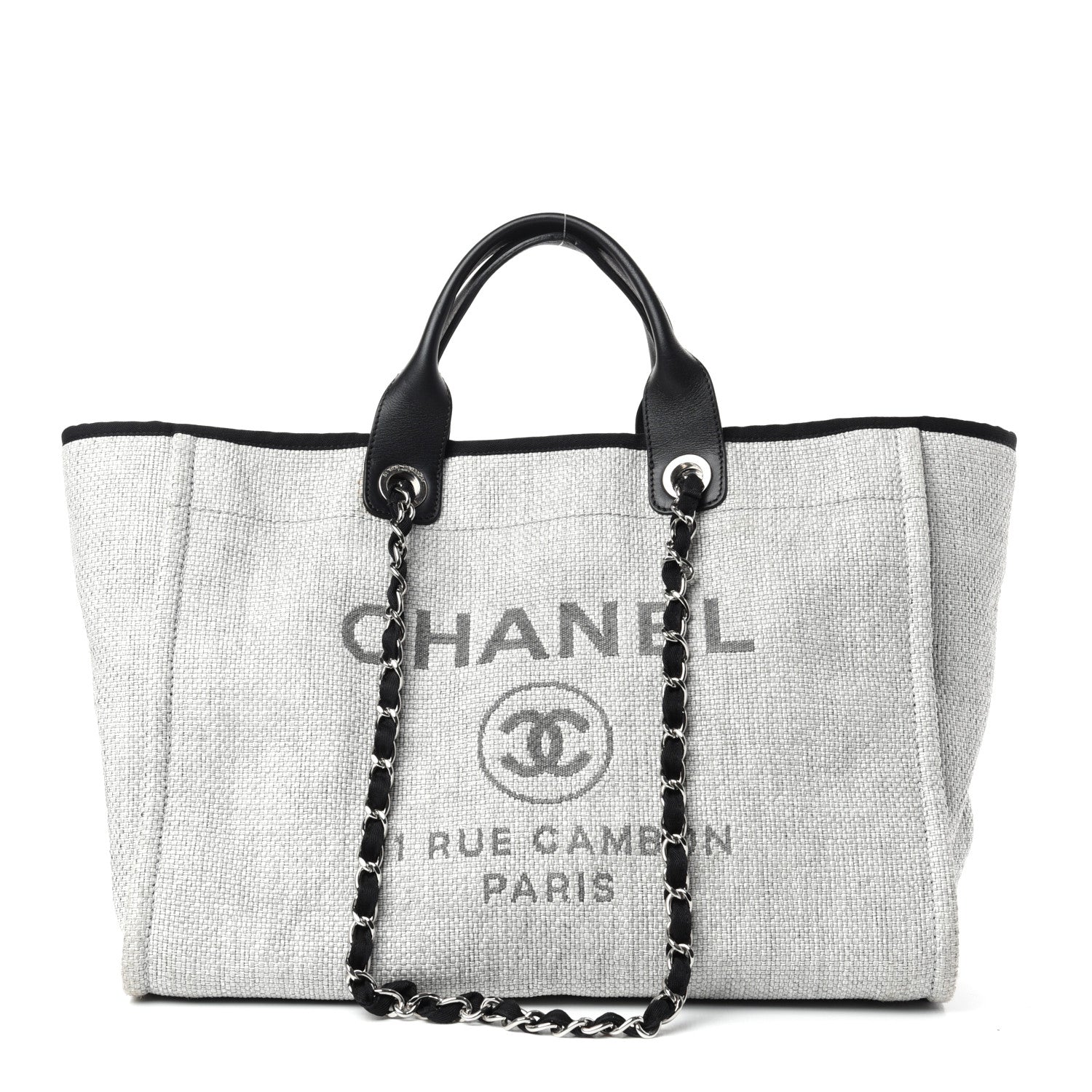 Chanel Woven Straw Raffia Medium Deauville Tote Grey 1 of 10