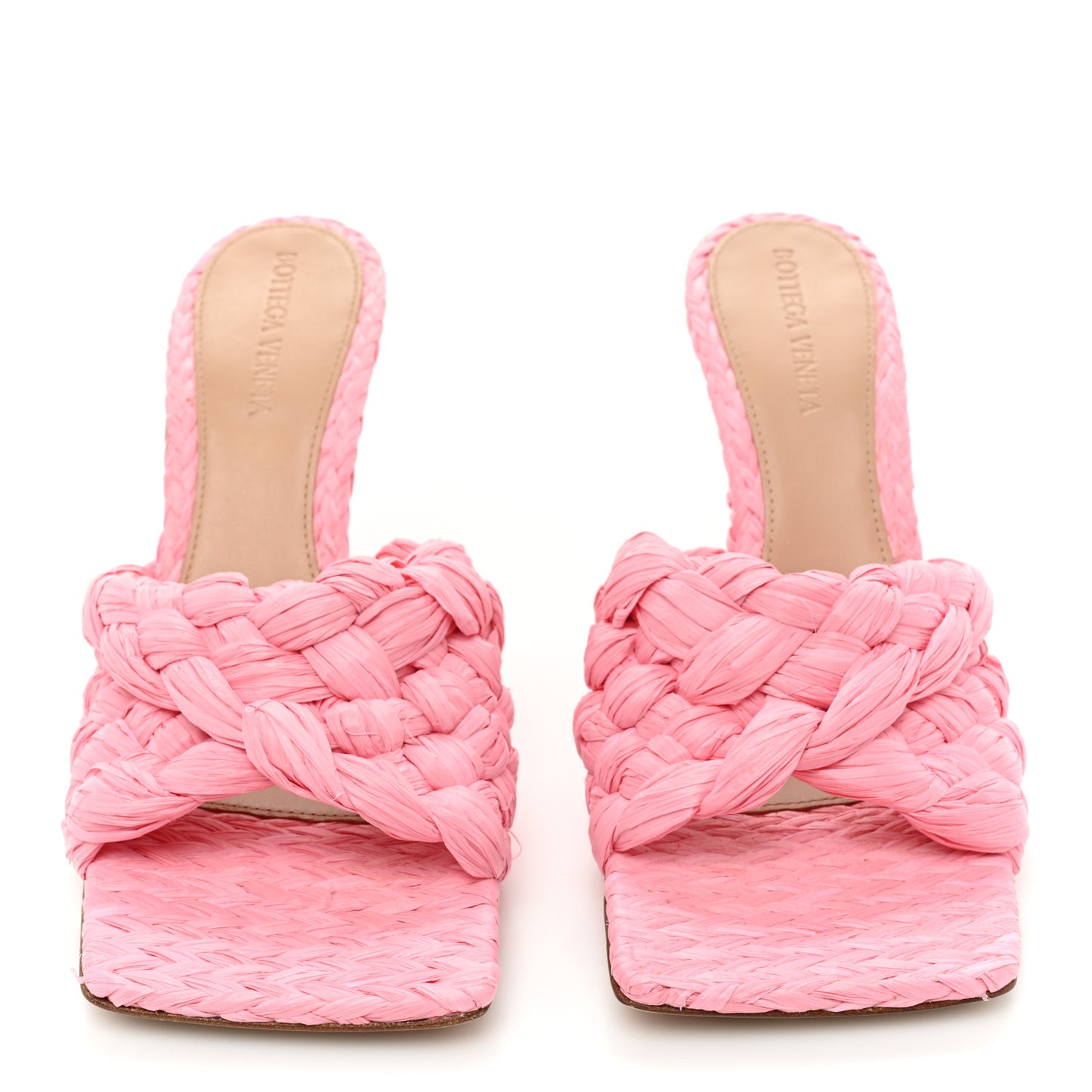 Raffia Twisted Intrecciato Stretch Mule Sandals 37 Blossom