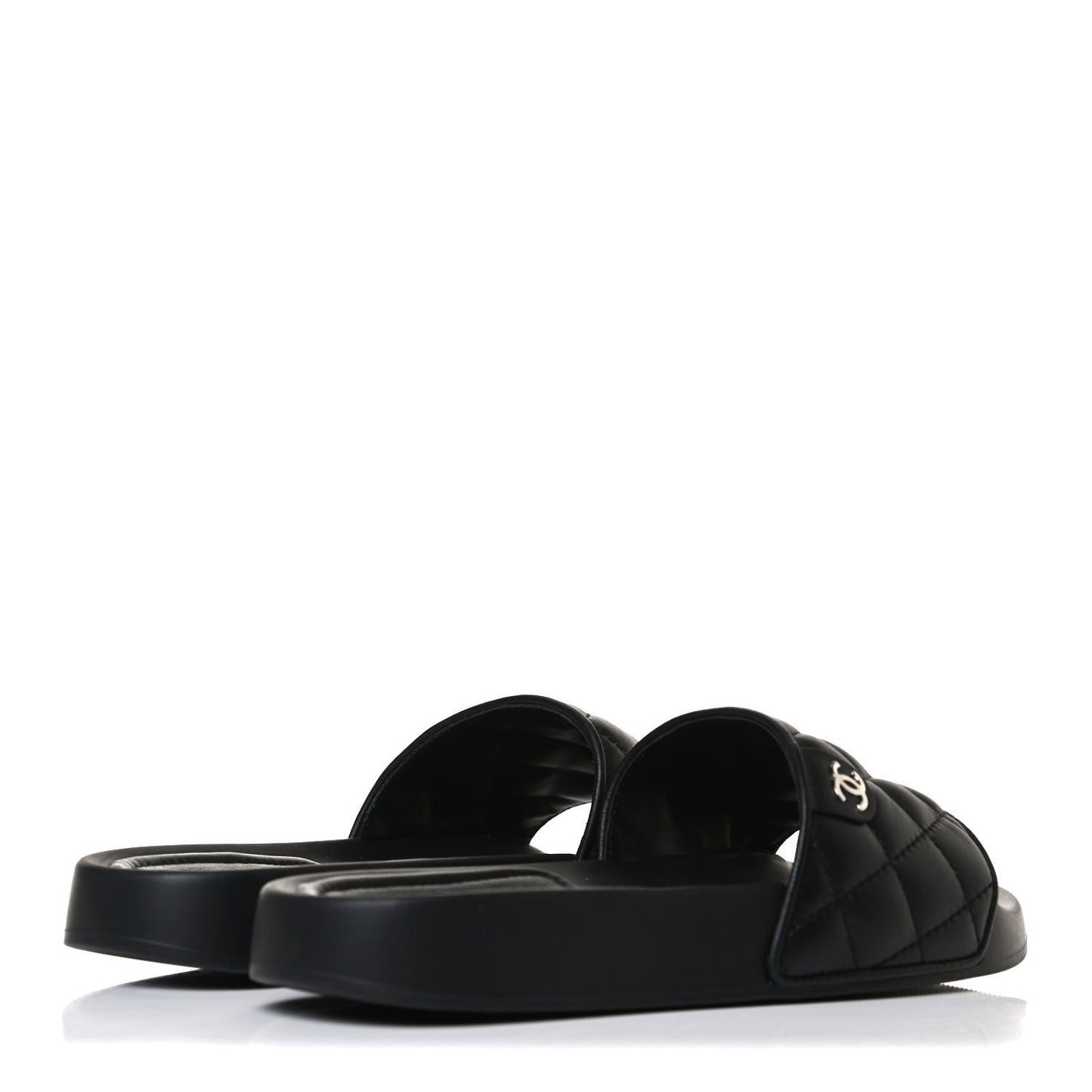 Lambskin Quilted CC Mules Sandals 35 Black