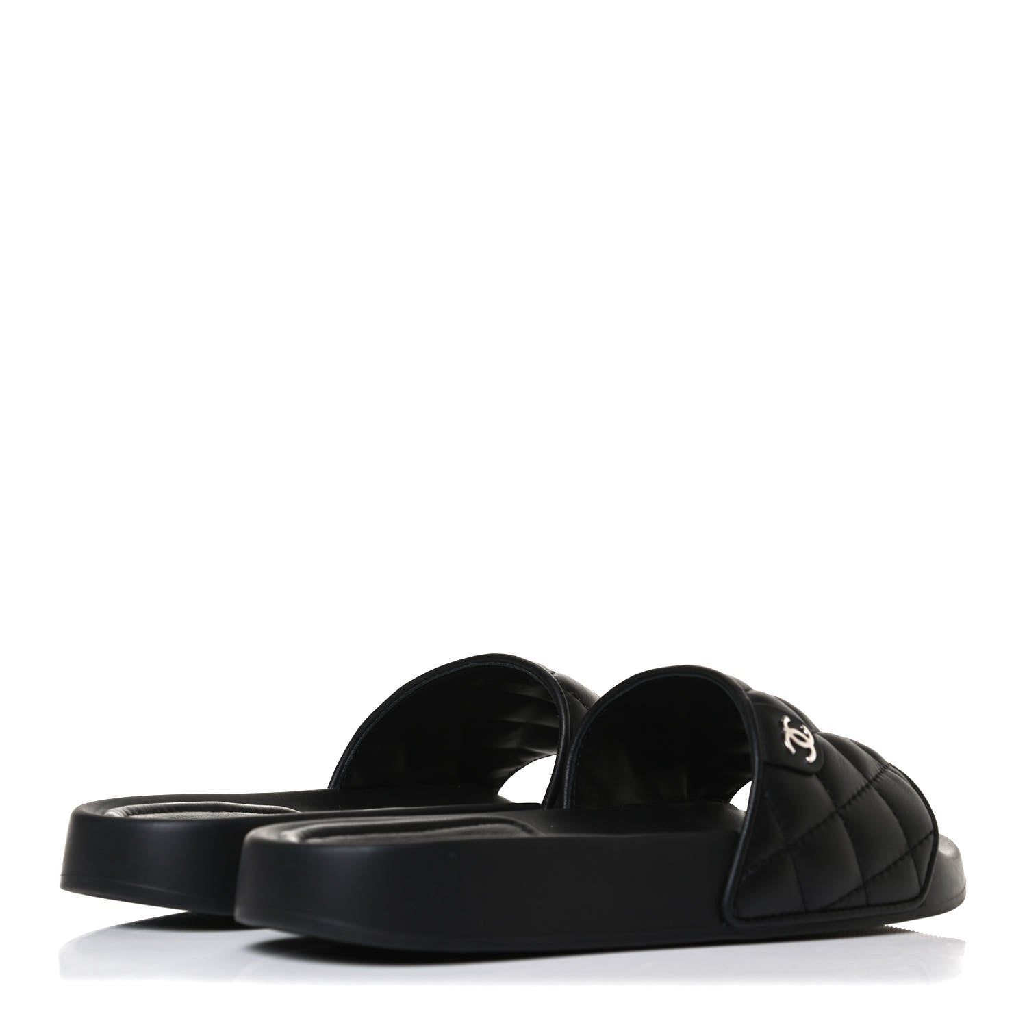 Chanel Lambskin Quilted CC Mules Sandals 35 Black 4 of 11