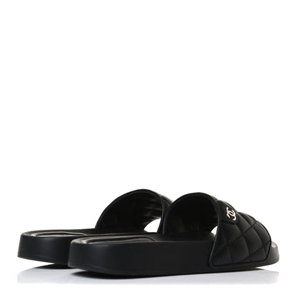 Chanel Lambskin Quilted CC Mules Sandals 35 Black 4 of 11