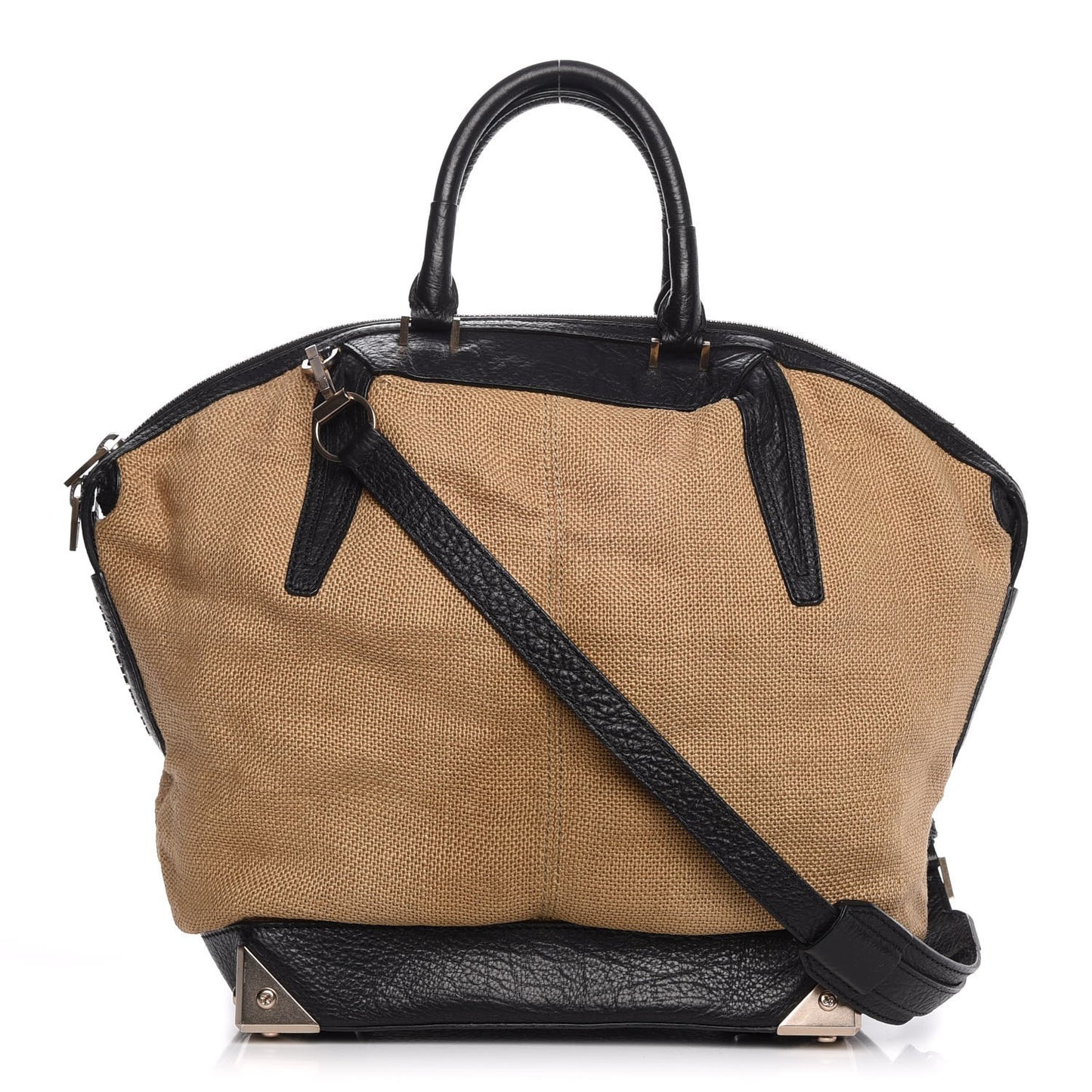 Pebbled Calfskin Canvas Large Emile Khaki Silver Hardware