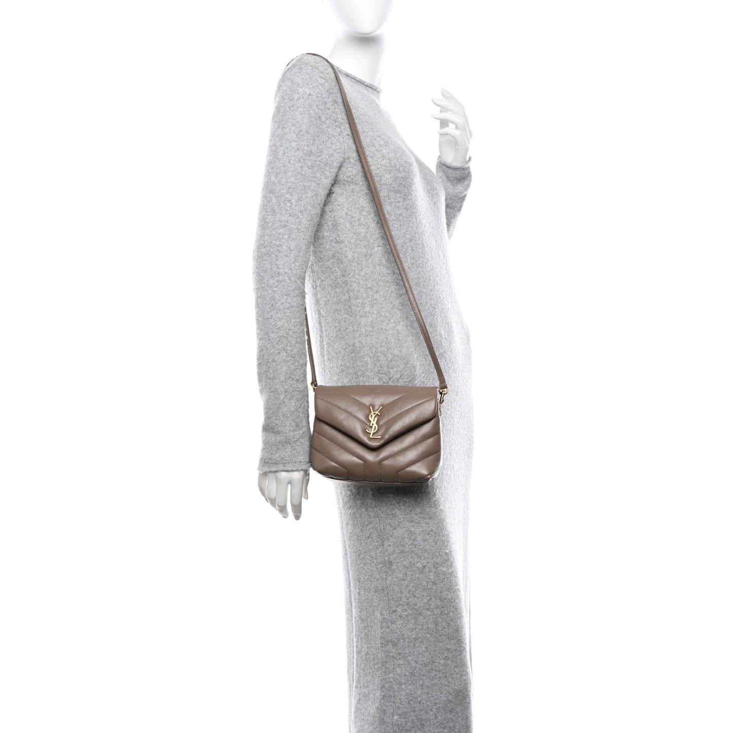 Calfskin Y Quilted Monogram Toy Loulou Crossbody Bag Taupe