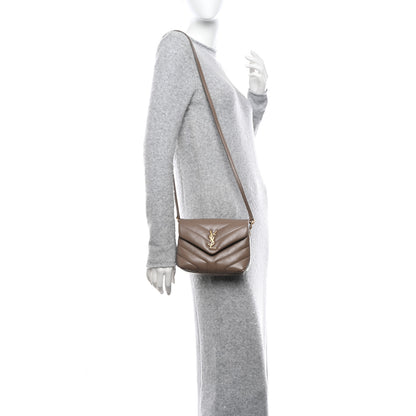 Saint Laurent Calfskin Y Quilted Monogram Toy Loulou Crossbody Bag Taupe 2 of 13