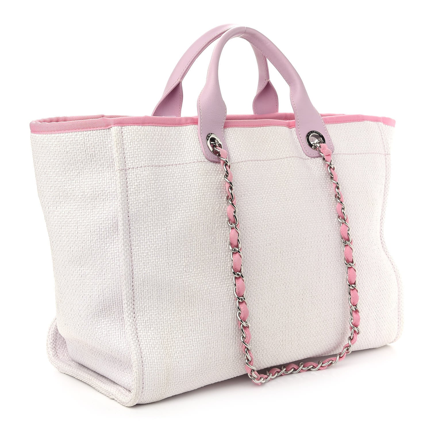 Chanel Woven Straw Raffia Large Deauville Tote Pink 3 of 10