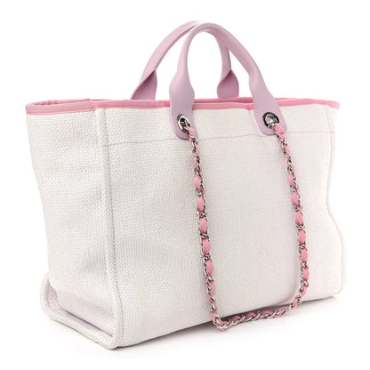 Chanel Woven Straw Raffia Large Deauville Tote Pink 3 of 10