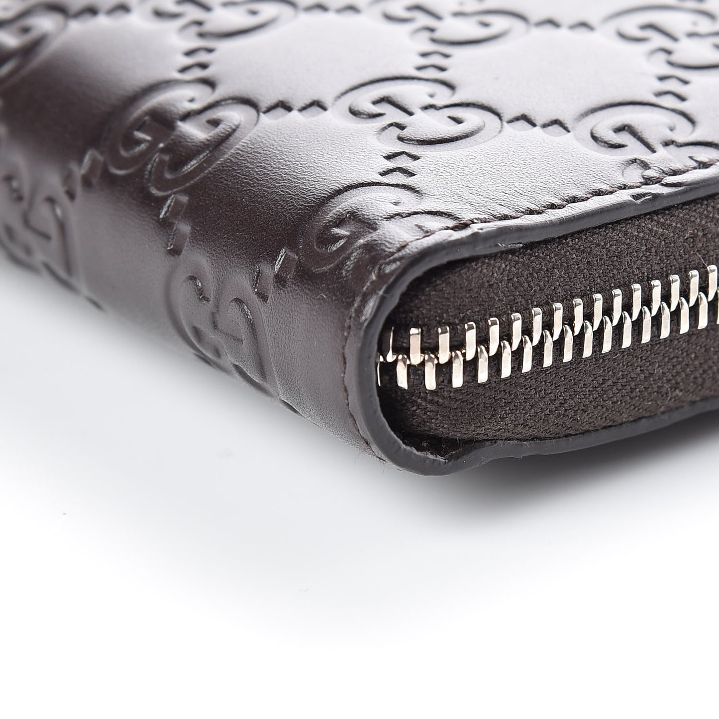 Guccissima Signature Zip Around Organizer Wallet Chocolate