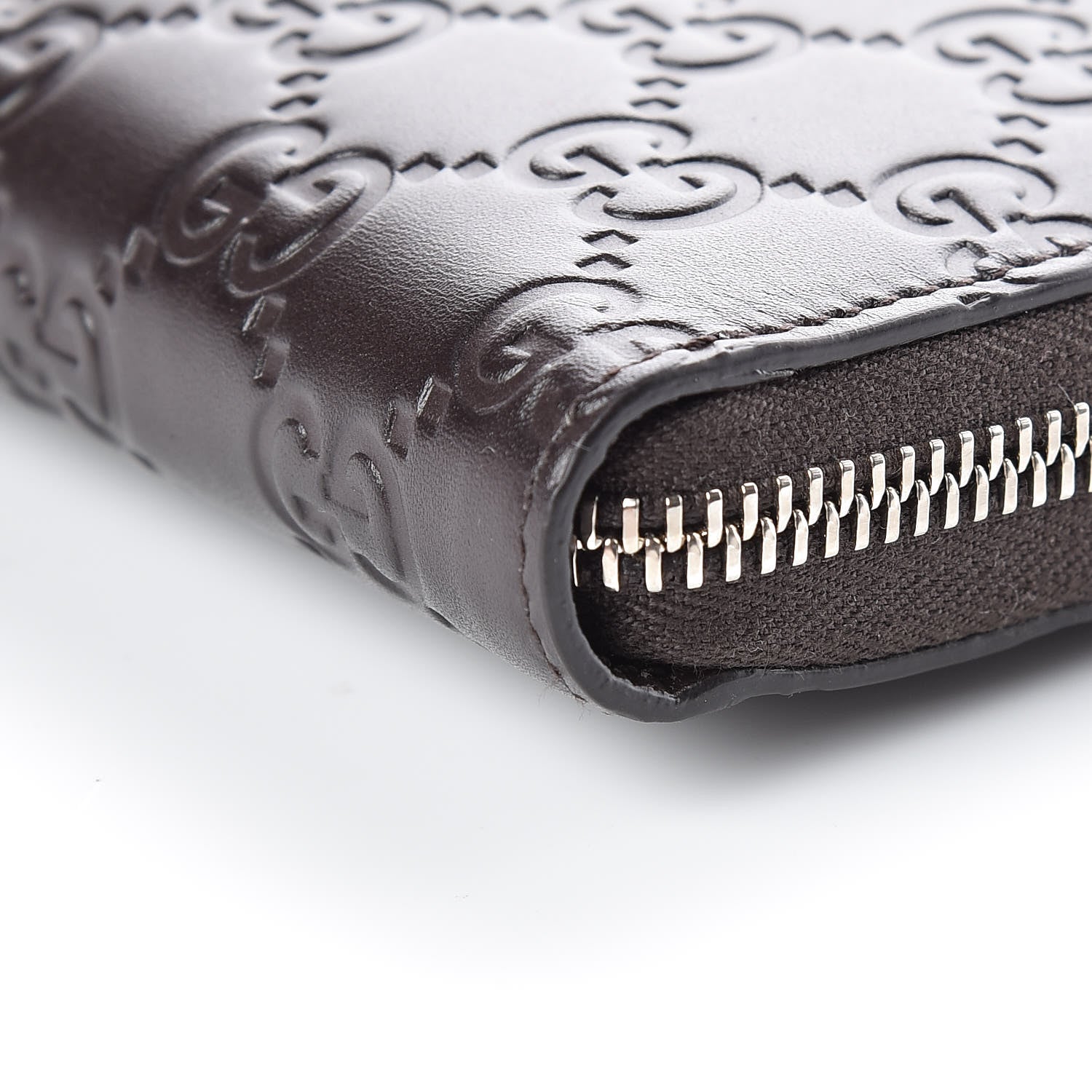 Gucci Guccissima Signature Zip Around Organizer Wallet Chocolate 9 of 10