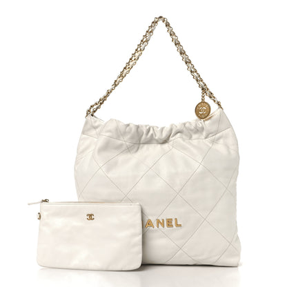 Chanel Shiny Calfskin Quilted Chanel 22 White 2 of 12
