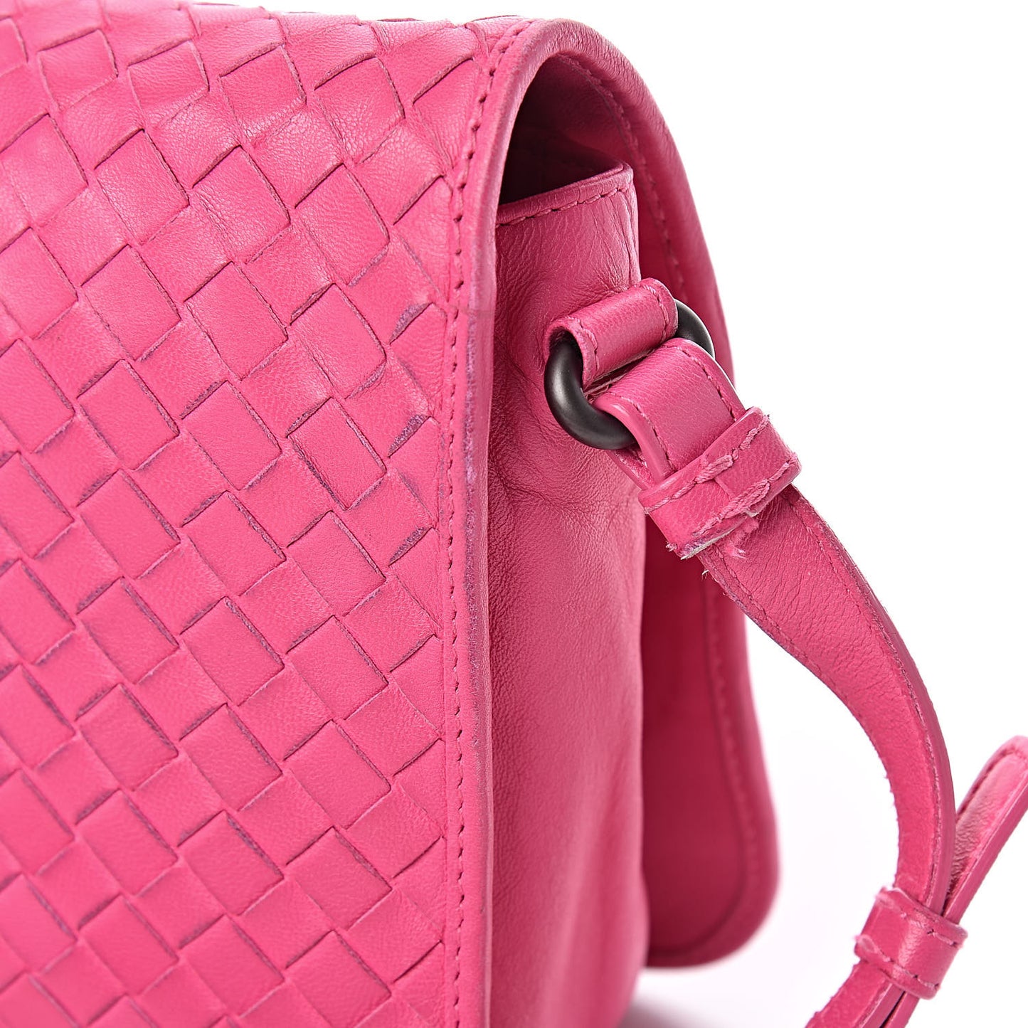 Nappa Intrecciato Mini Flap Crossbody Fuchsia