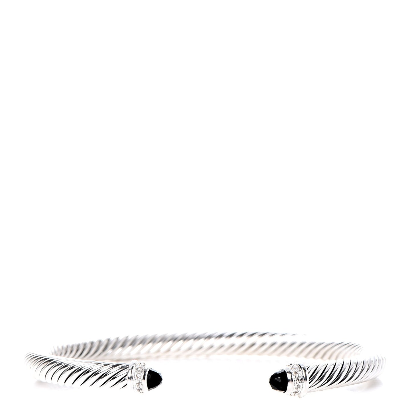 Sterling Silver Diamond Black Onyx 5mm Cable Classics Bracelet