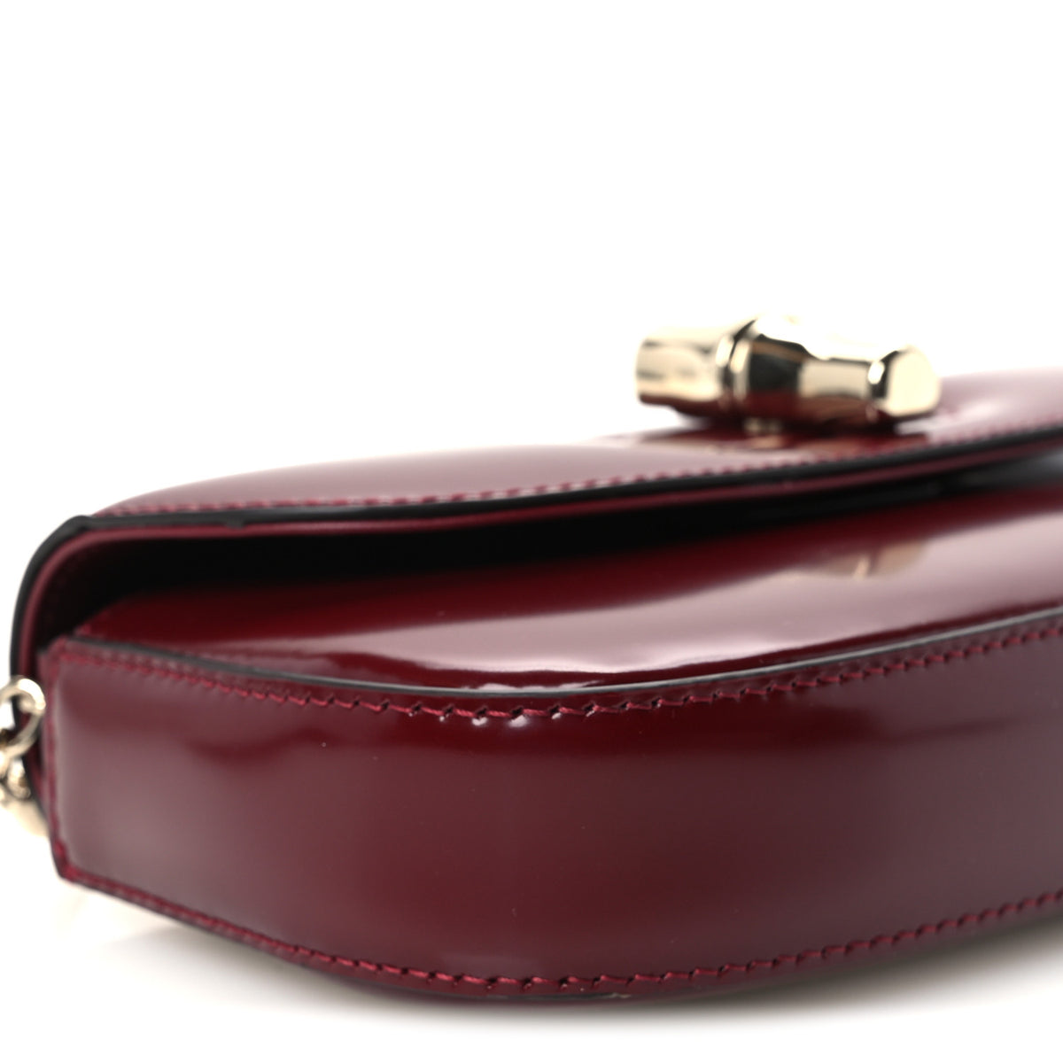 Shiny Calfskin Small Bamboo Night Bag Rosso Ancora