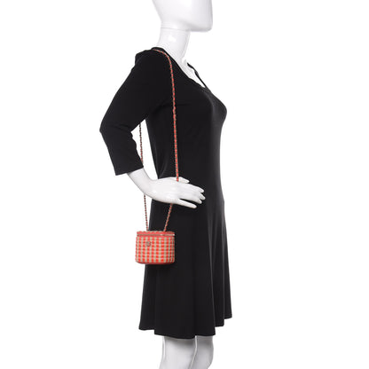 Chanel Raffia Jute Striped Mini Vanity Case With Chain Red Beige 2 of 10