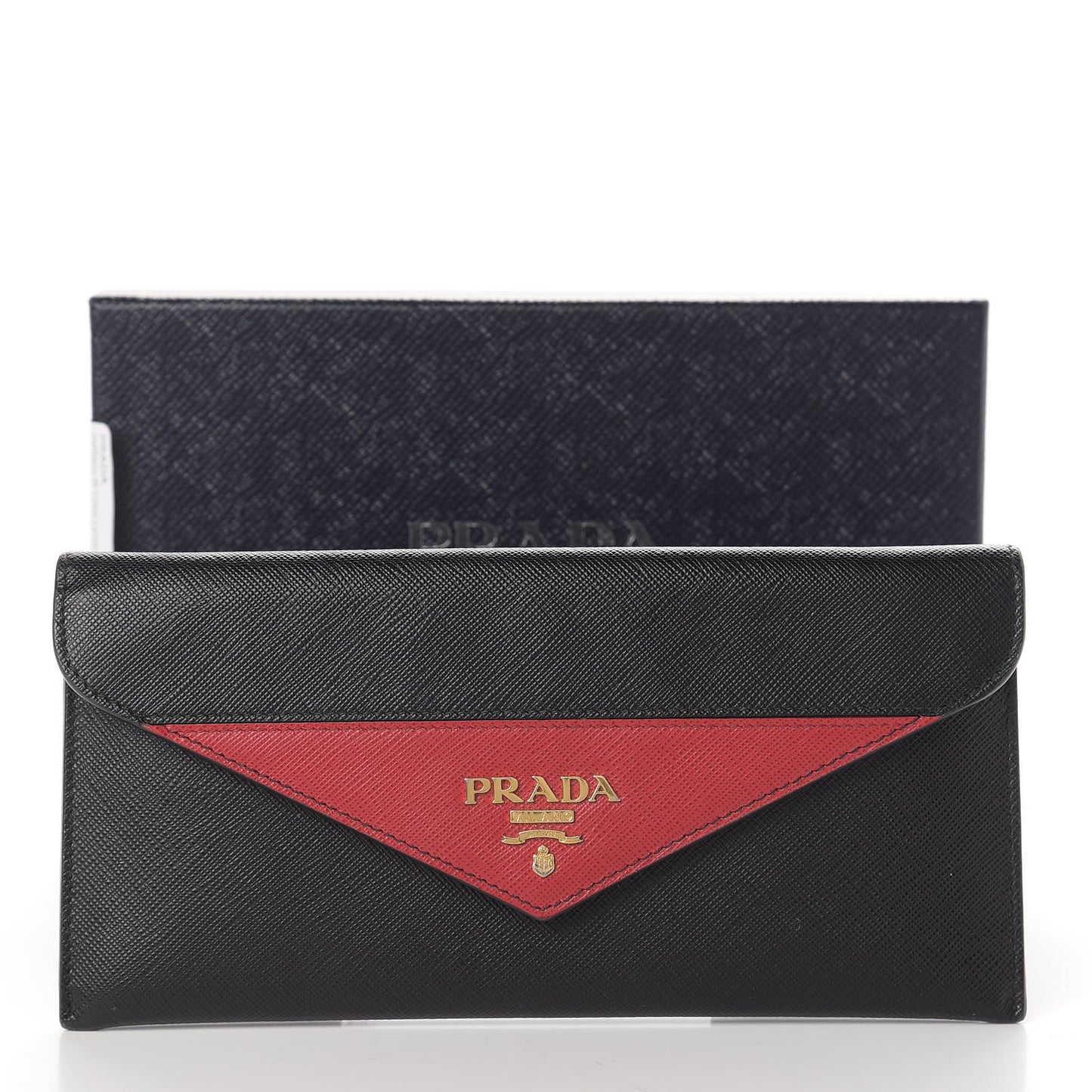 Saffiano Bi-Color Envelope Wallet Black Fuoco