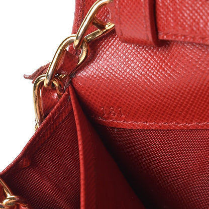 Prada Saffiano Metal Oro Chain Wallet Fuoco 7 of 15