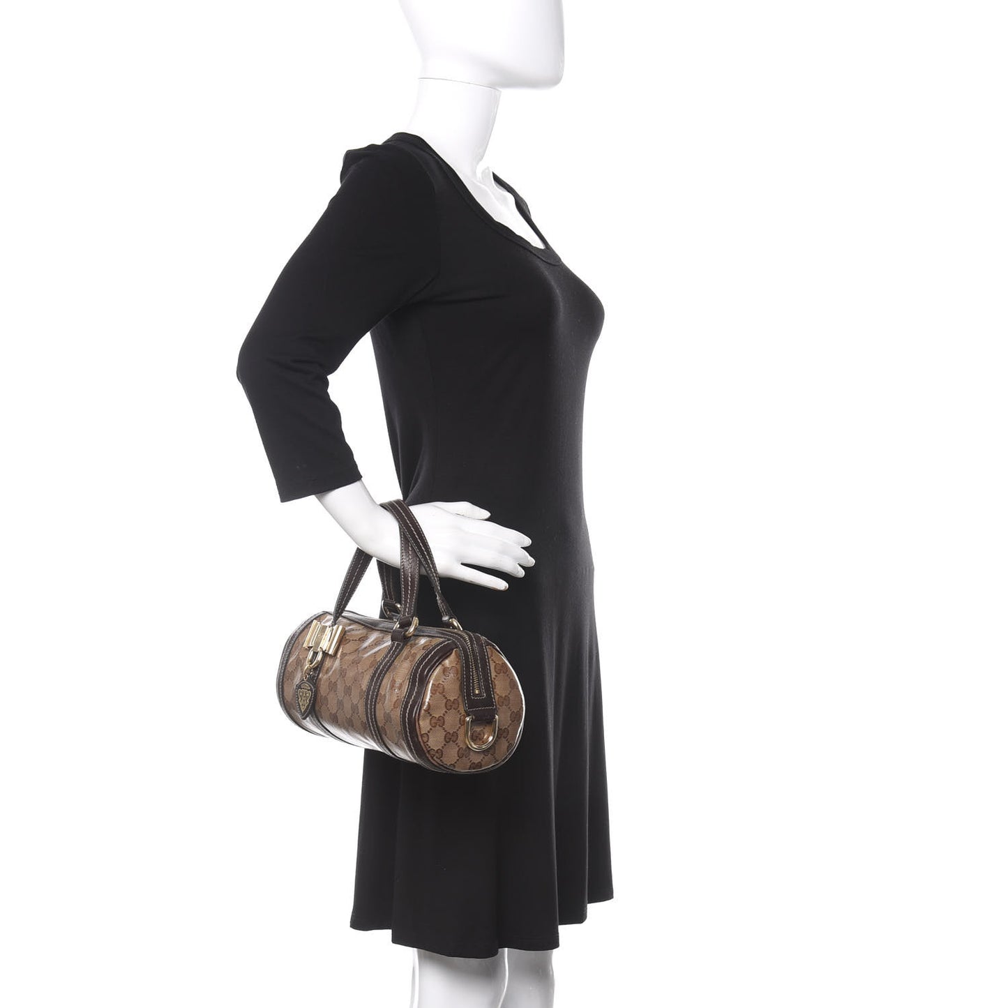 Crystal Monogram Duchessa Small Boston Bag Brown