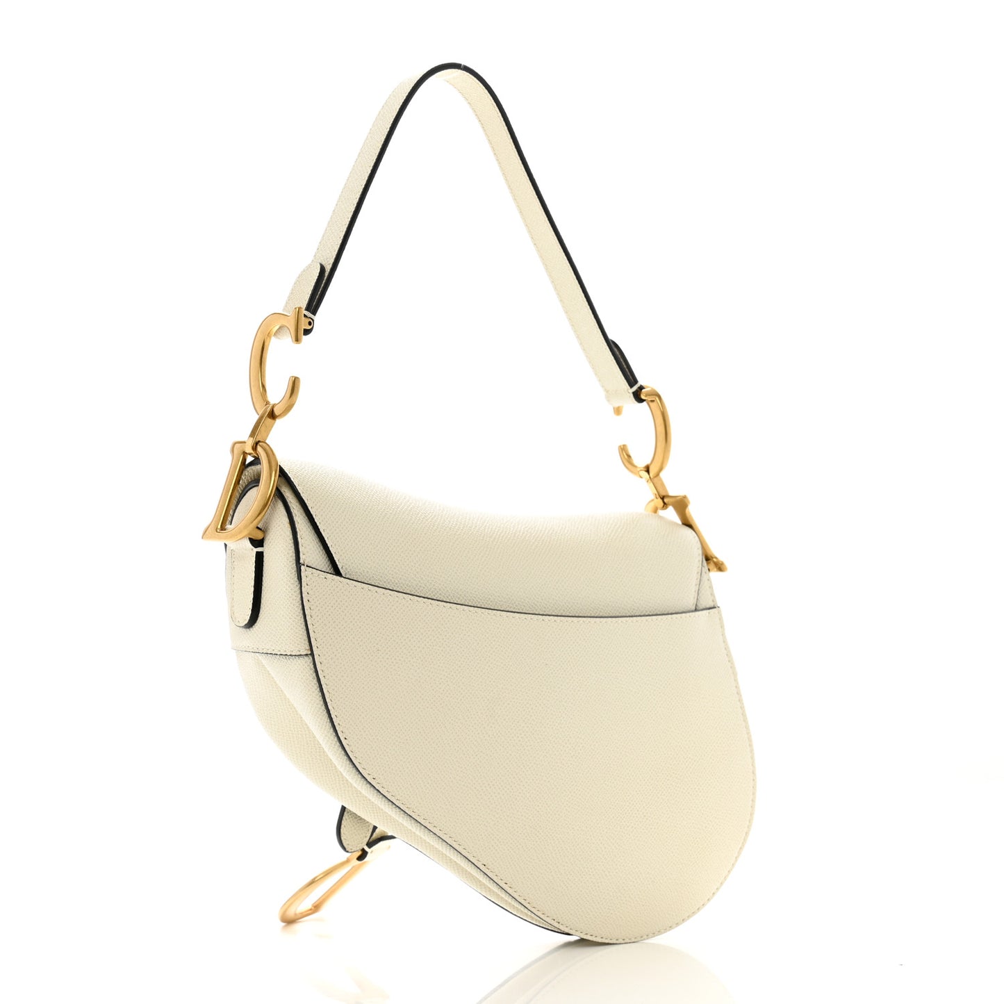 Grained Calfskin Saddle Bag White