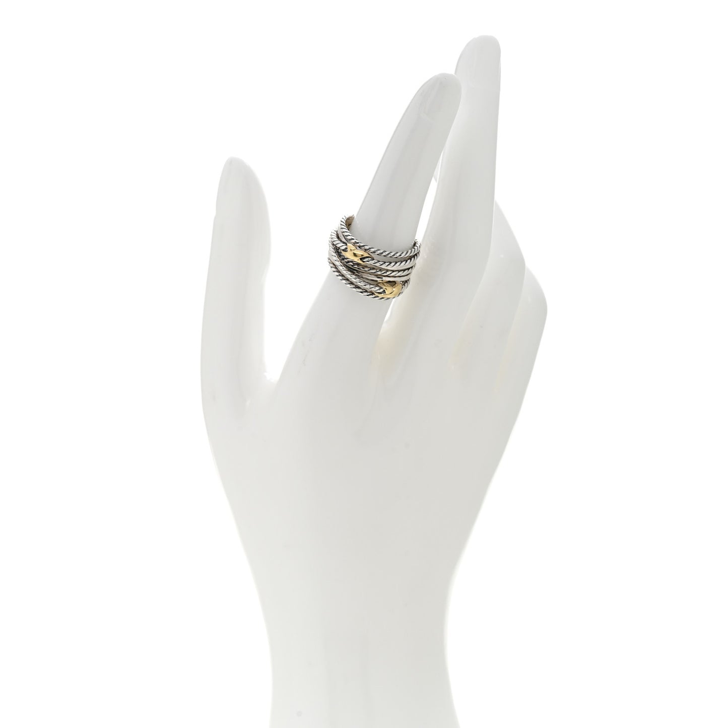 Sterling Silver 18K Yellow Gold Double X Crossover Ring 52 6