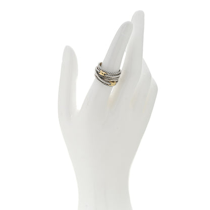 David Yurman Sterling Silver 18K Yellow Gold Double X Crossover Ring 52 6 2 of 5