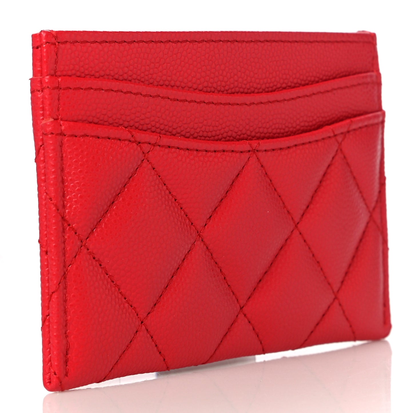 Caviar Quilted Card Holder Red