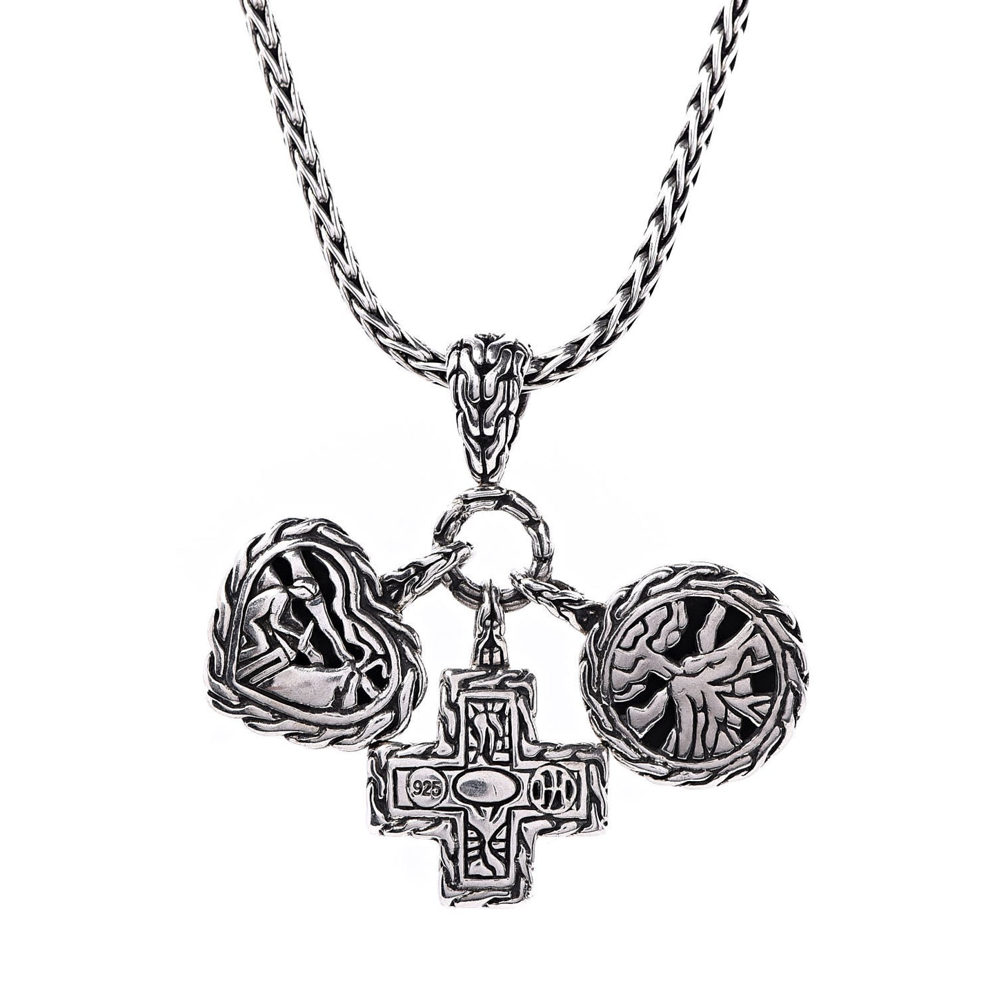 Sterling Silver Palu Circle Cross Heart Pendant Necklace