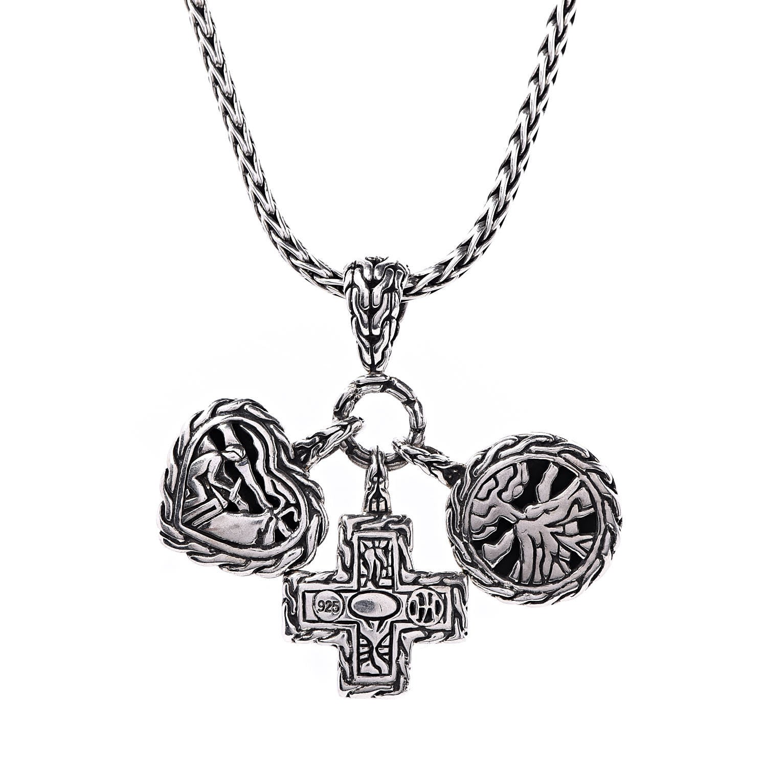 John Hardy Sterling Silver Palu Circle Cross Heart Pendant Necklace 5 of 6