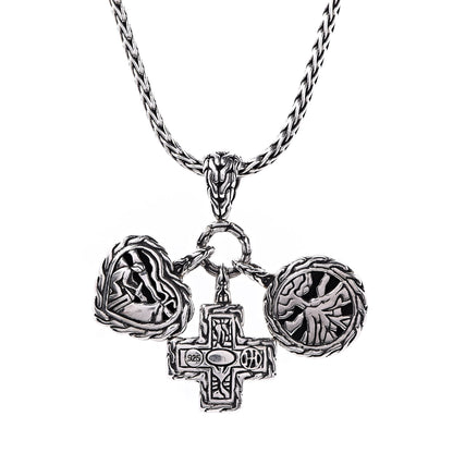John Hardy Sterling Silver Palu Circle Cross Heart Pendant Necklace 5 of 6