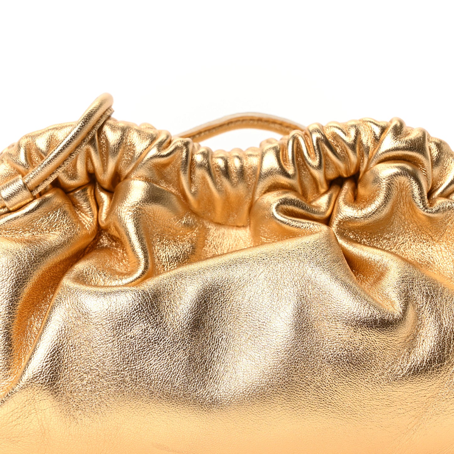Metallic Lambskin Mini Cloud Clutch Gold
