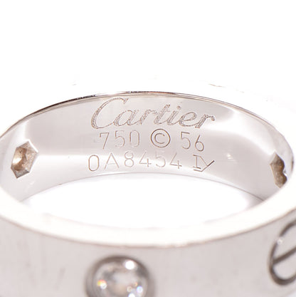 Cartier 18K White Gold 3 Diamond 5.5mm LOVE Ring 56 7.5 3 of 5