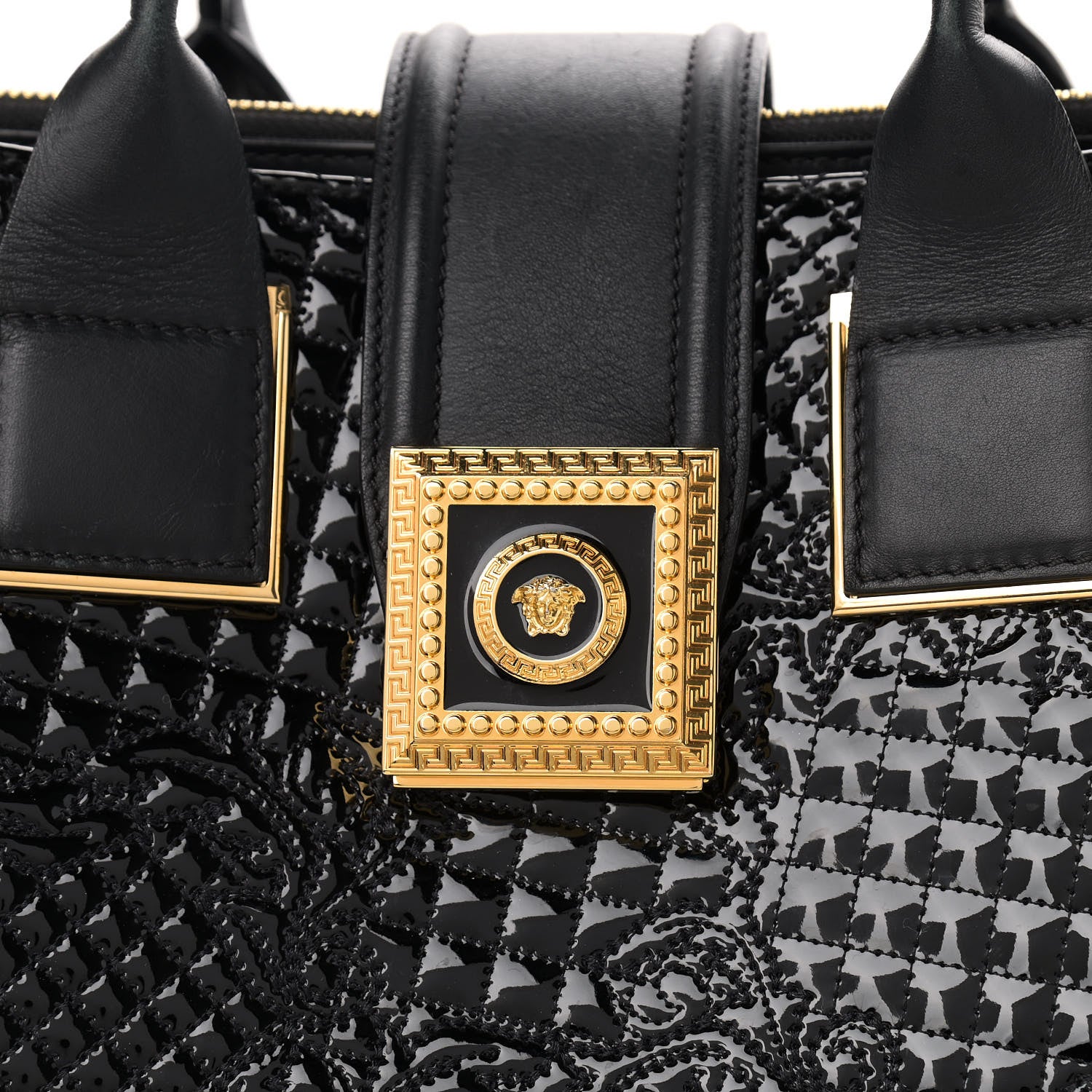 Versace Patent Micro Vanitas Icon Handbag Black 7 of 11