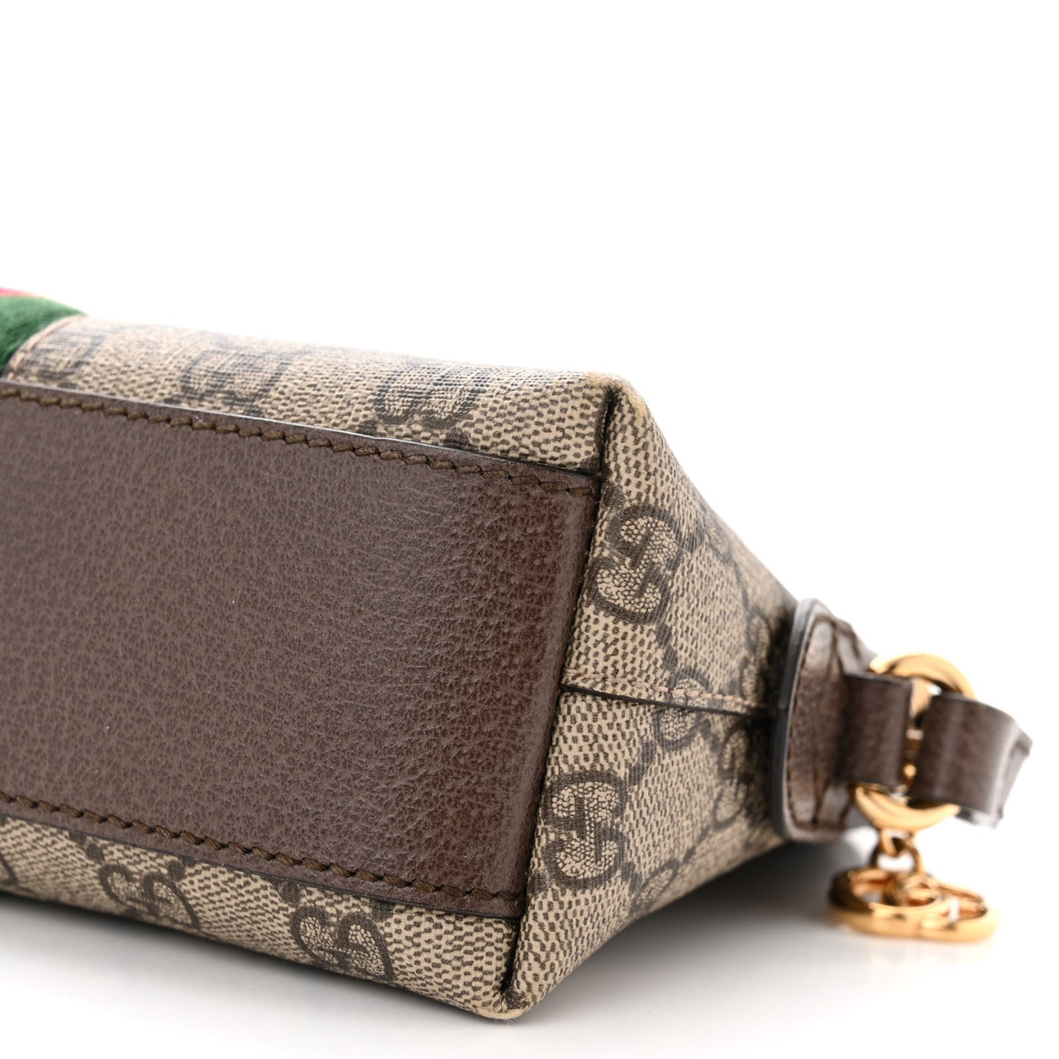 Gucci GG Supreme Monogram Textured Dollar Calfskin Web Small Ophidia Dome Shoulder Bag Beige Ebony New Acero 10 of 13