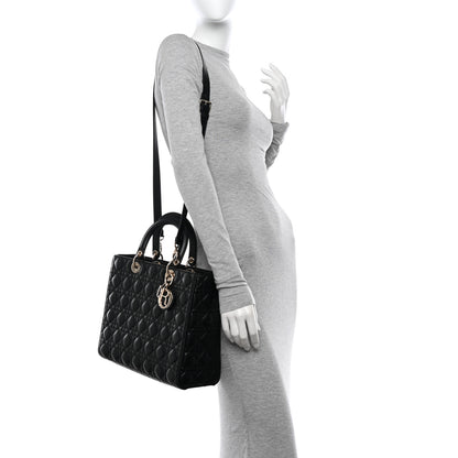Christian Dior Lambskin Cannage Large Lady Dior Black 2 of 10