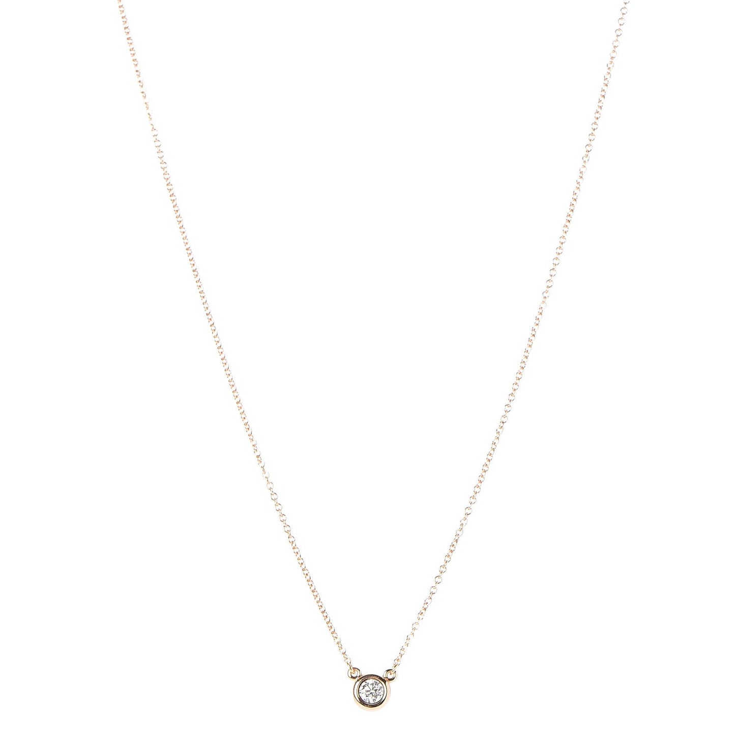 18K Rose Gold Diamond .17ct Elsa Peretti Diamonds by the Yard Pendant Necklace