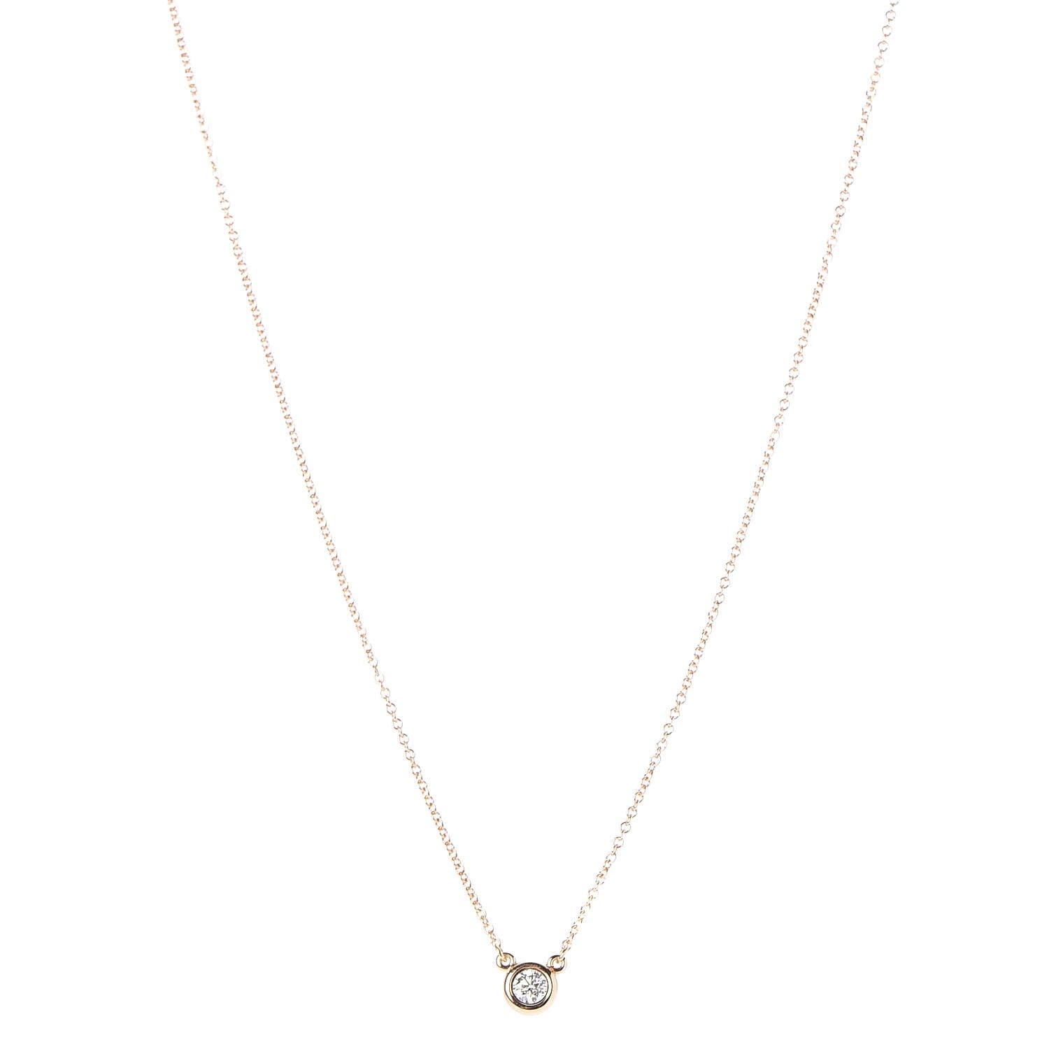 Tiffany 18K Rose Gold Diamond .17ct Elsa Peretti Diamonds by the Yard Pendant Necklace 1 of 9