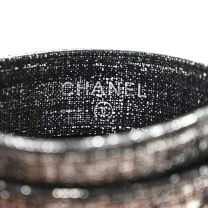 Chanel Metallic Fabric Quilted CC Card Holder Silver 5 of 7