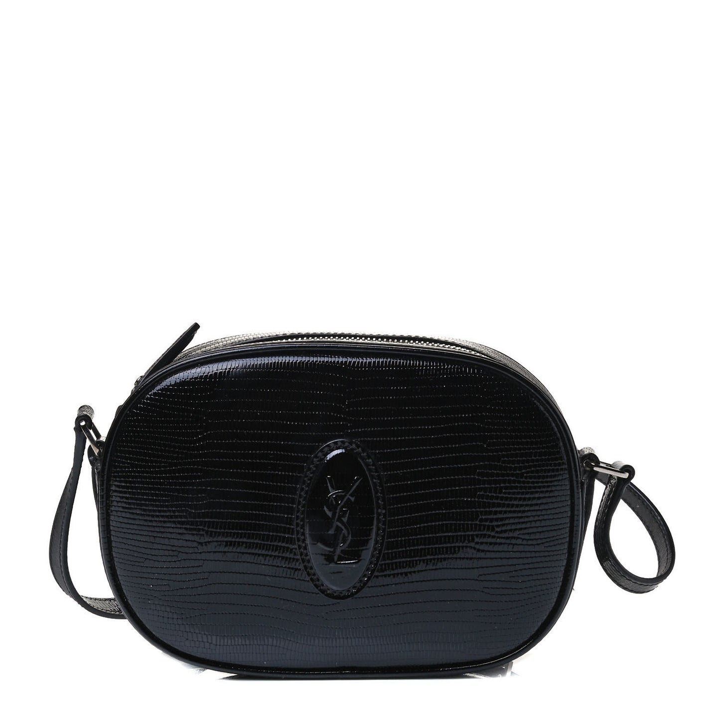 Calfskin Lizard Embossed Le 61 Camera Bag Black