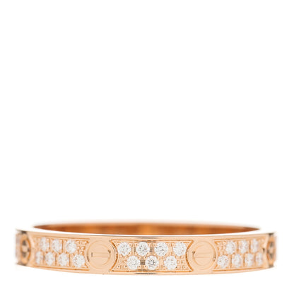 Cartier 18K Pink Gold Diamond 2.6mm LOVE Paved Band Ring 49 4.75 2 of 5