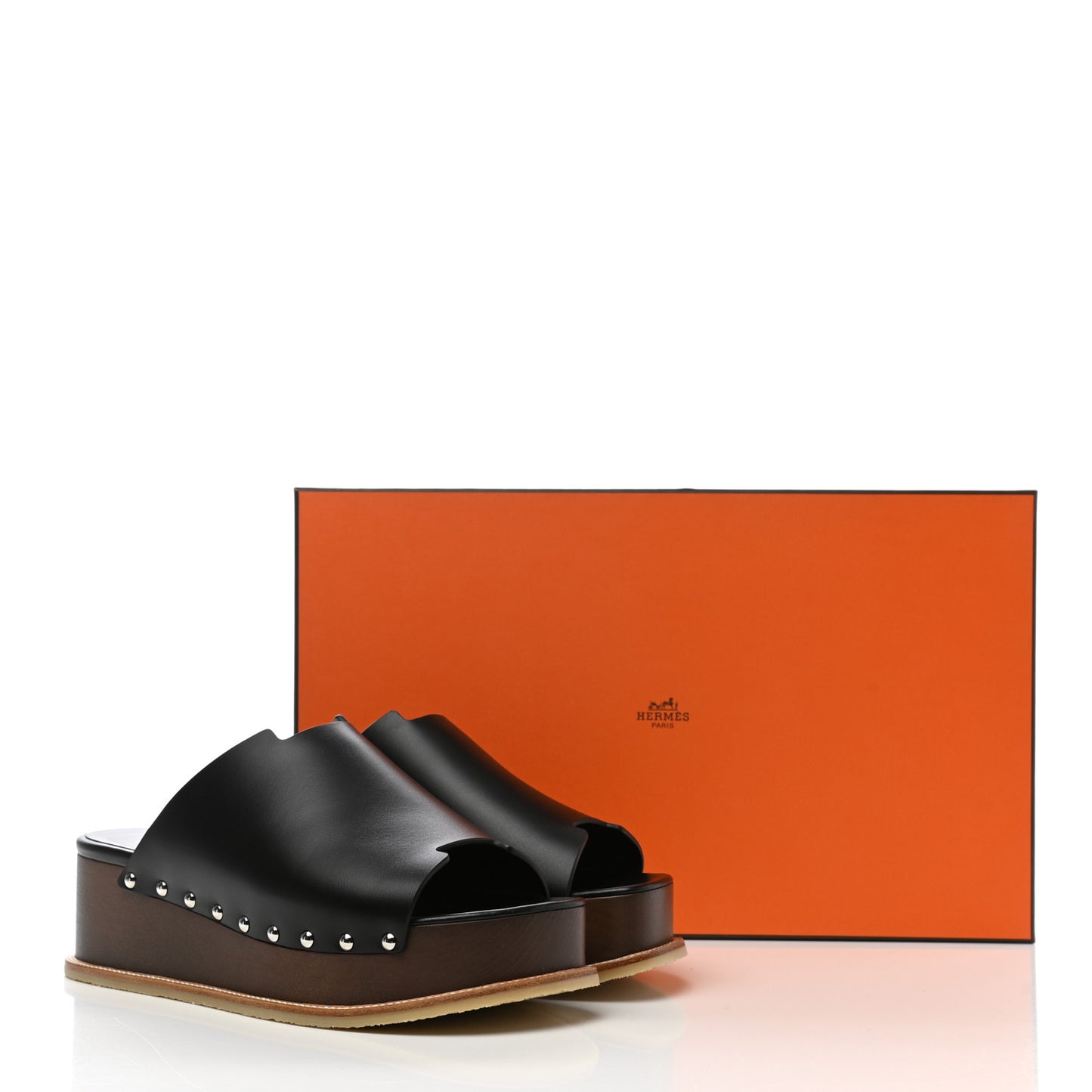 Calfskin Ellipse Sandals 38 Black