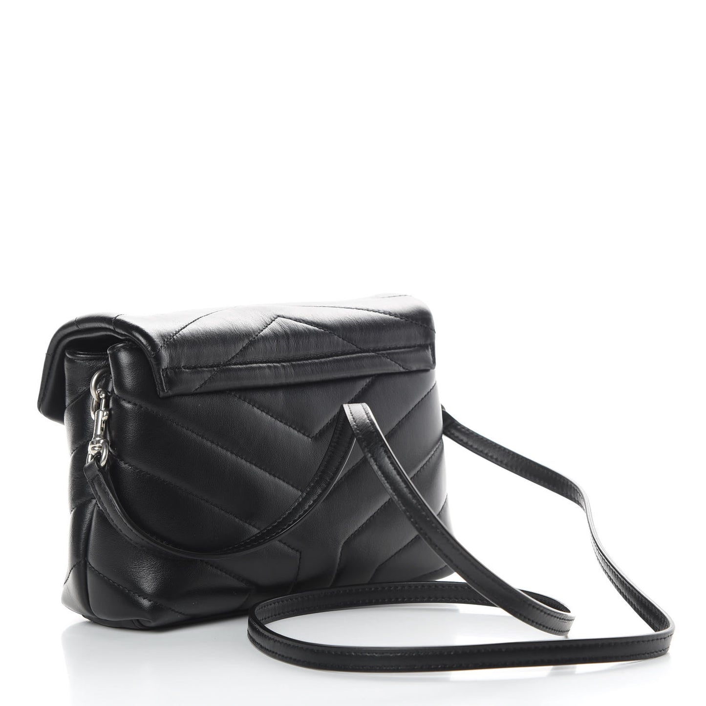 Calfskin Y Quilted Monogram Toy Loulou Crossbody Bag Black