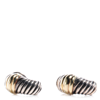 David Yurman 14k Gold and Sterling Silver Small Thoroughbred Shrimp Earrings 1 of 6