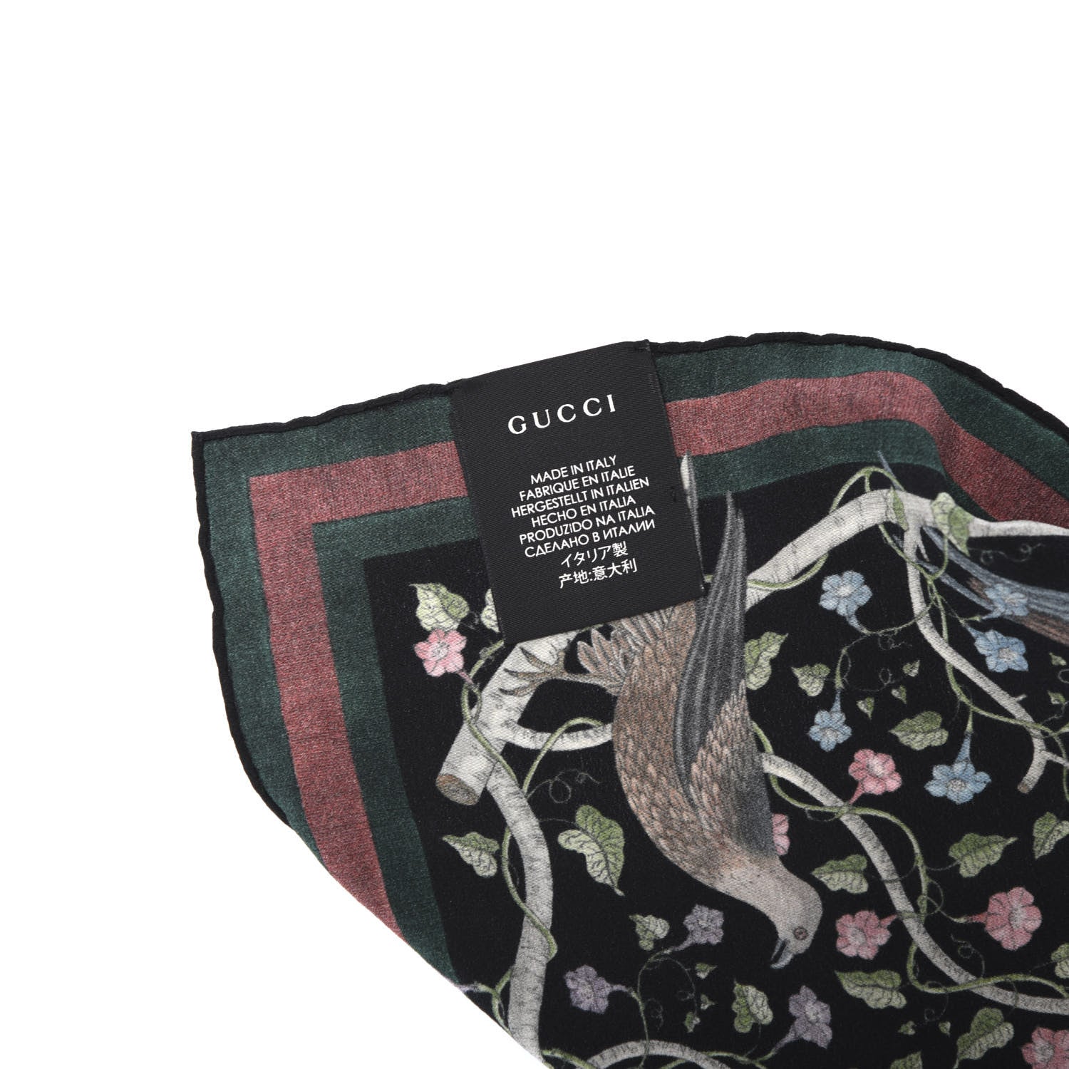 Gucci Silk Floral Condor Square Handkerchief Black 3 of 3