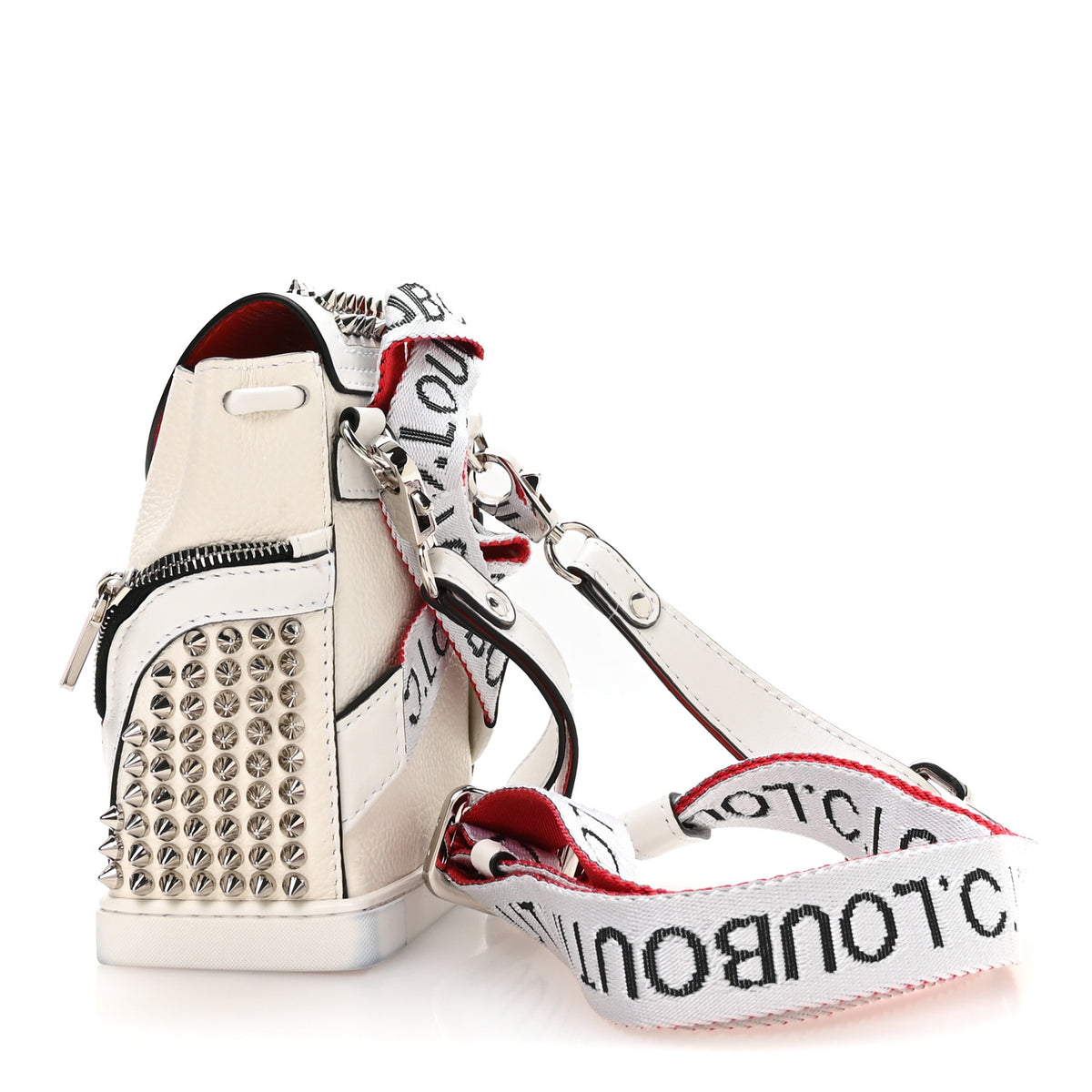 Calfskin Spiked Small Explorafunk Backpack White