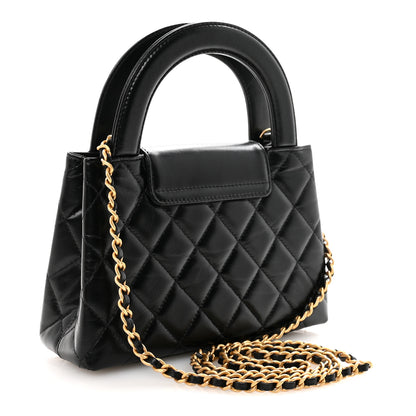 Chanel Shiny Aged Calfskin Quilted Nano Kelly Shopper Black 3 of 11