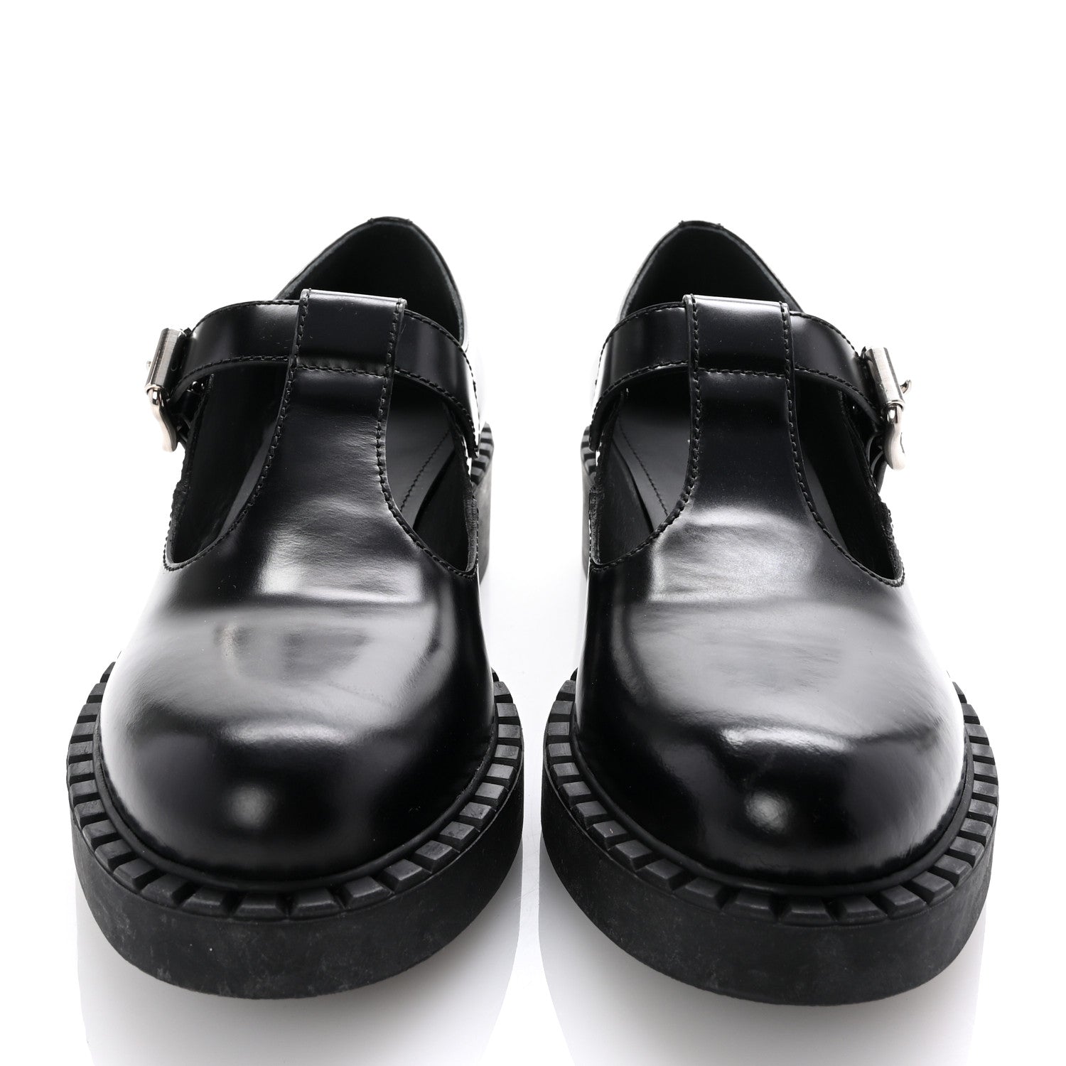 Prada Spazzolato Mary Jane T Strap 40mm Loafers 38 Black 3 of 9