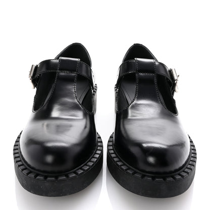 Prada Spazzolato Mary Jane T Strap 40mm Loafers 38 Black 3 of 9